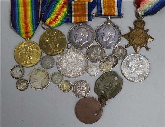 A collection of coins and medals